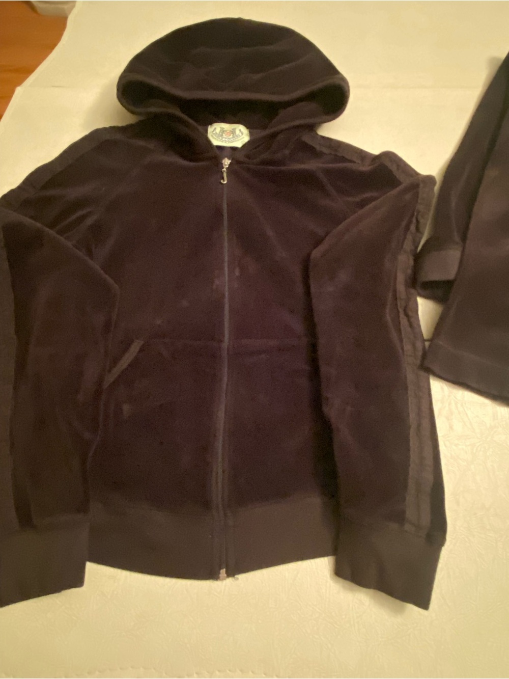 Vintage Juicy Couture black velour track suit. Jacket size L, pants size S